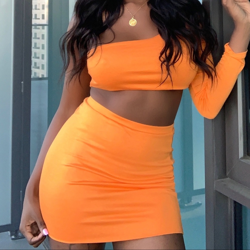 Orange 2 skirt set